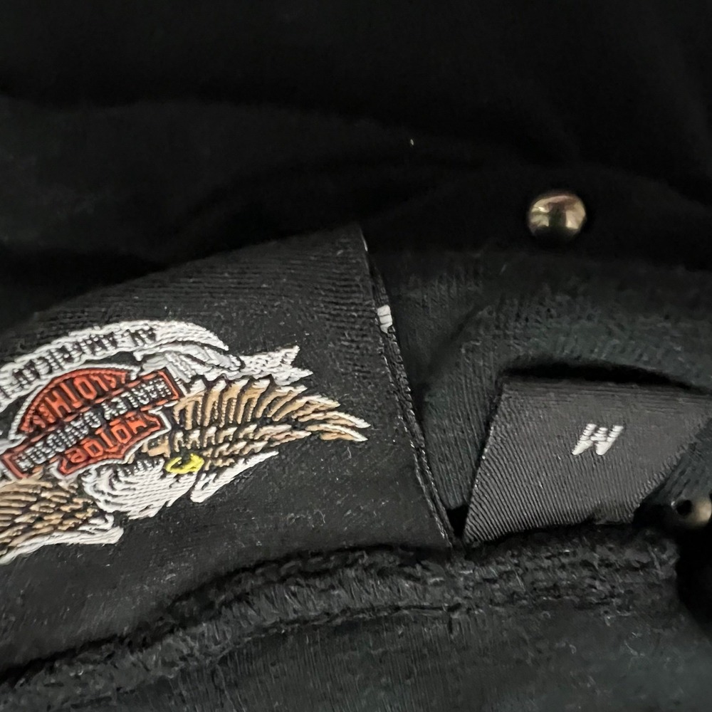 Harley Davidson Sz Med Studded Turtleneck Embroidered Cycle Queen top - Picture 8 of 9